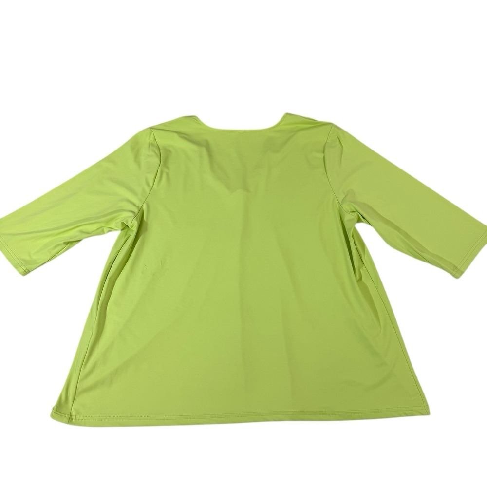LULU B V-Neck UPF 50+ Blouse Shirt 5083 Nylon Blend Neon Green Women's XL Flaw* - Picture 2 of 8